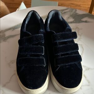 Sandro Midnight Blue Velvet Velcro Sneakers